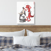 Illustration eines Tyrannosaurus Rex Koch Cooking. Leinwanddruck (Insitu (Schlafzimmer))