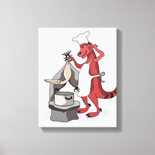 Illustration eines Tyrannosaurus Rex Koch Cooking. Leinwanddruck (Vorderseite)