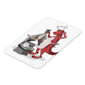 Illustration eines Tyrannosaurus Rex Koch Cooking. Magnet (Linke Seite)