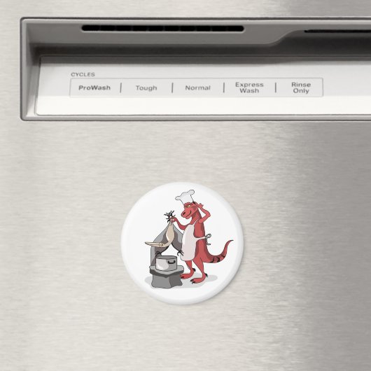 Illustration eines Tyrannosaurus Rex Koch Cooking. Magnet (In Situ (Geschirrspüler))