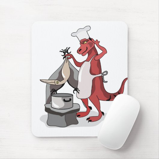 Illustration eines Tyrannosaurus Rex Koch Cooking. Mousepad (Mit Mouse)