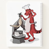 Illustration eines Tyrannosaurus Rex Koch Cooking. Notizblock (Rückseite)