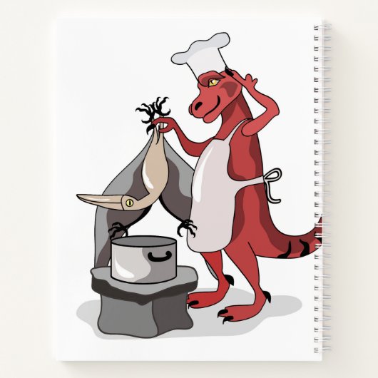Illustration eines Tyrannosaurus Rex Koch Cooking. Notizblock (Rückseite)