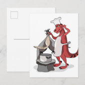 Illustration eines Tyrannosaurus Rex Koch Cooking. Postkarte (Vorne/Hinten)