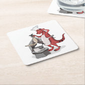 Illustration eines Tyrannosaurus Rex Koch Cooking. Rechteckiger Pappuntersetzer (angewinkelt)