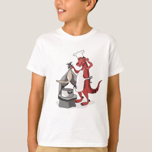 Illustration eines Tyrannosaurus Rex Koch Cooking. T-Shirt