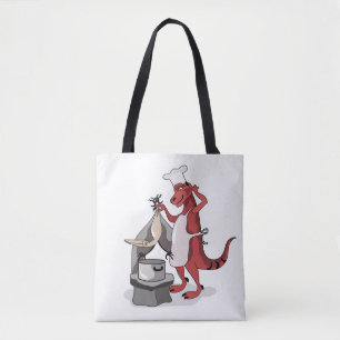 Illustration eines Tyrannosaurus Rex Koch Cooking. Tasche