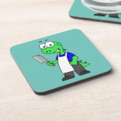 Illustration eines Tyrannosaurus Rex Metzgers. Getränkeuntersetzer (Linke Seite)