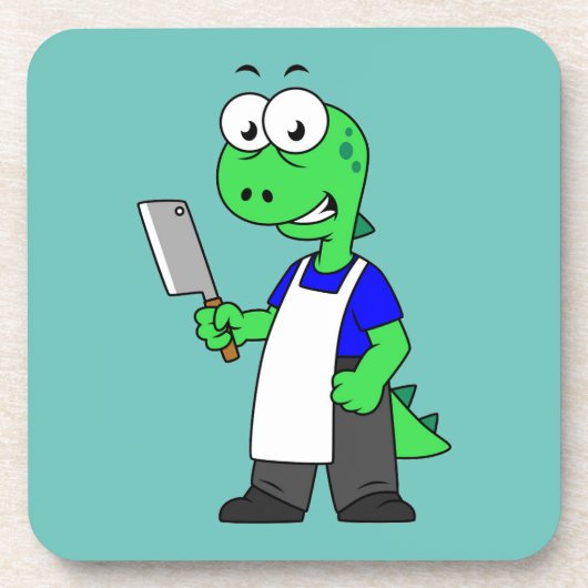 Illustration eines Tyrannosaurus Rex Metzgers. Getränkeuntersetzer (Vorderseite)