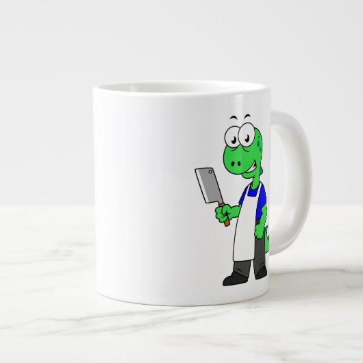 Illustration eines Tyrannosaurus Rex Metzgers. Jumbo-Tasse (Vorderseite Rechts)