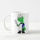 Illustration eines Tyrannosaurus Rex Metzgers. Kaffeetasse (Links)