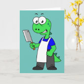 Illustration eines Tyrannosaurus Rex Metzgers. Karte (Gelbe Blume)