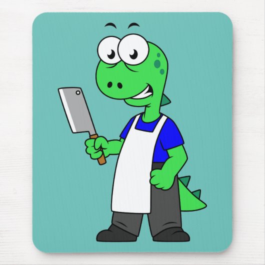 Illustration eines Tyrannosaurus Rex Metzgers. Mousepad (Vorne)