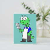 Illustration eines Tyrannosaurus Rex Metzgers. Postkarte (Stehend Vorderseite)