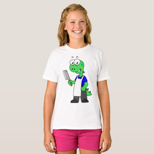 Illustration eines Tyrannosaurus Rex Metzgers. T-Shirt (Vorne ganz)