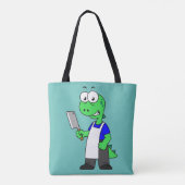Illustration eines Tyrannosaurus Rex Metzgers. Tasche (Rückseite)