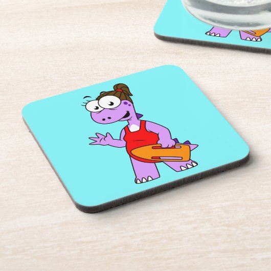 Illustration eines Tyrannosaurus Rex Rettungsschwi Getränkeuntersetzer (Linke Seite)