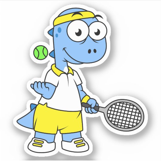 Illustration eines Tyrannosaurus Rex Tennis Player Aufkleber (Vorderseite)