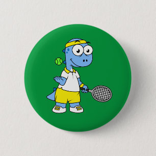 Illustration eines Tyrannosaurus Rex Tennis Player Button