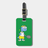 Illustration eines Tyrannosaurus Rex Tennis Player Gepäckanhänger (Vorderseite vertikal)