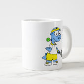 Illustration eines Tyrannosaurus Rex Tennis Player Jumbo-Tasse (Vorderseite Rechts)
