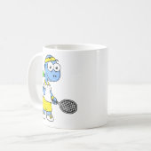 Illustration eines Tyrannosaurus Rex Tennis Player Kaffeetasse (Vorderseite Links)