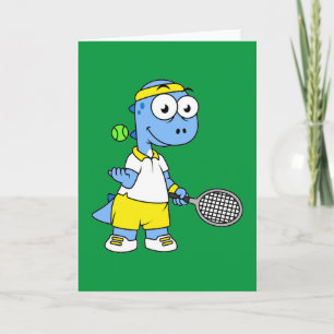 Illustration eines Tyrannosaurus Rex Tennis Player Karte
