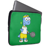 Illustration eines Tyrannosaurus Rex Tennis Player Laptopschutzhülle (Vorne Rechts)
