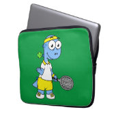 Illustration eines Tyrannosaurus Rex Tennis Player Laptopschutzhülle (Vorderseite Links)