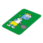 Illustration eines Tyrannosaurus Rex Tennis Player Magnet (Linke Seite)