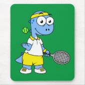 Illustration eines Tyrannosaurus Rex Tennis Player Mousepad (Vorne)