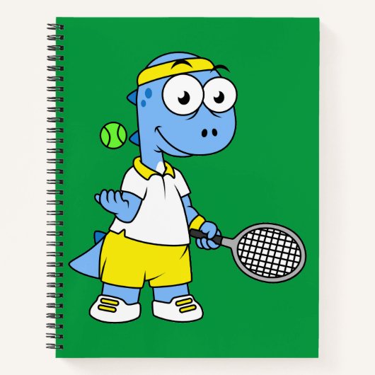 Illustration eines Tyrannosaurus Rex Tennis Player Notizblock (Vorderseite)