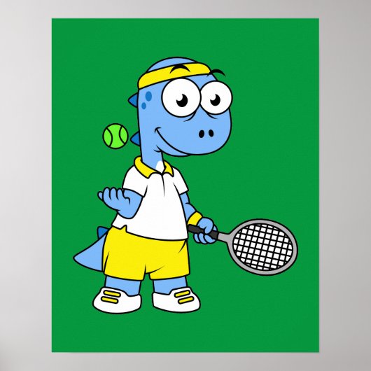 Illustration eines Tyrannosaurus Rex Tennis Player Poster (Vorne)
