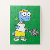 Illustration eines Tyrannosaurus Rex Tennis Player Puzzle (Vertikal)