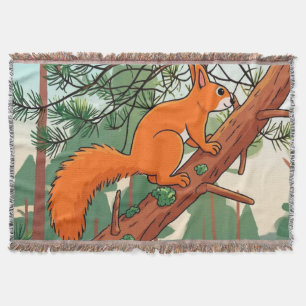 Illustration eines verspieltens roten Eichhörnchen Decke