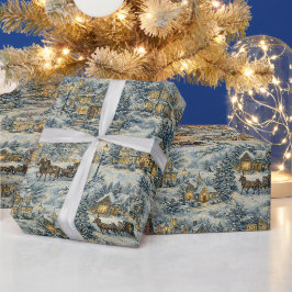Illustration eines viktorianischen schneebedeckten geschenkpapier