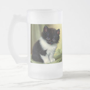 Illustration eines Vintage-Anzug-Kittens Mattglas Bierglas