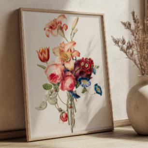 Illustration eines Vintage-Blumenstraußes Botanisc Poster