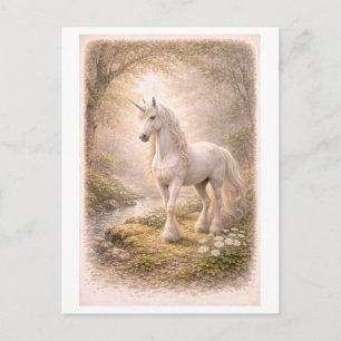Illustration eines Vintage-Einhorns (Mythenserie) Postkarte