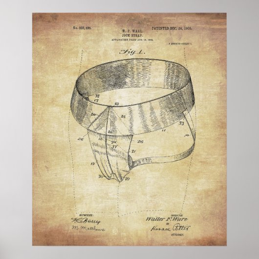 Illustration eines Vintage-Jockstraps Poster (Vorne)