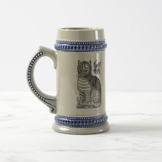 Illustration eines Vintage-Katze-Buchs Bierglas (Links)