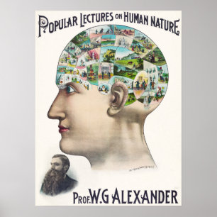 Illustration eines Vintage-Menschenkopfes/Phrenolo Poster