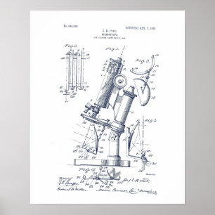 Illustration eines Vintage-Mikroskops in einem Pat Poster