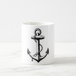Illustration eines vintage nautischen Ankers Kaffeetasse