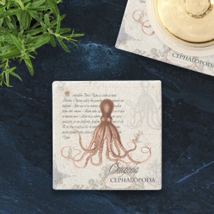 Illustration eines Vintage-Oktopus 🐙 Steinuntersetzer