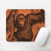 Illustration eines Vintage-Orang-Utans - Affe Mousepad (Mit Mouse)