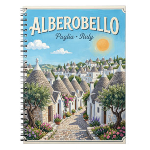 Illustration eines Vintage-Reiseposters von Albero Notizblock