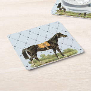 Illustration eines Vintage-Sattelponys Rechteckiger Pappuntersetzer