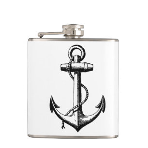 Illustration eines Vintage-Schiffanchors Flachmann