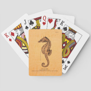 Illustration eines Vintage-Seepferdchens Spielkarten